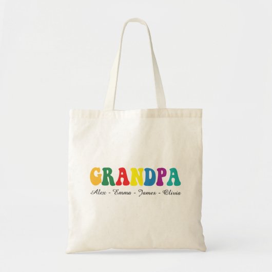 Personalized Grandpa Gift with Grandkids’ Names トートバッグ (正面)