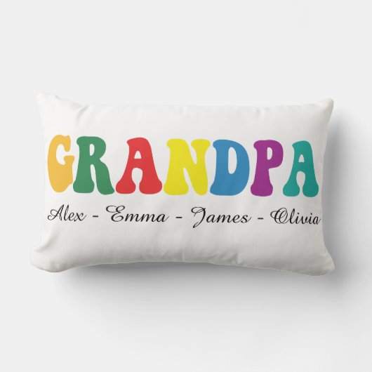 Personalized Grandpa Gift with Grandkids’ Names ランバークッション (正面)