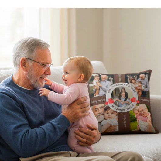 Personalized Grandpa & Granddaughter Photo クッション