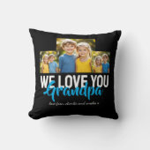 Personalized Grandpa Photo Gift Blue Text Design クッション (正面)