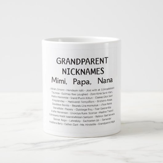 Personalized Grandparent Nicknames Print | Mimi, P ジャンボコーヒーマグカップ (正面)