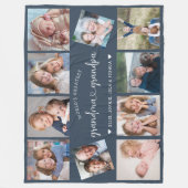 Personalized Grandparents 10 Photo Collage Modern フリースブランケット (正面)