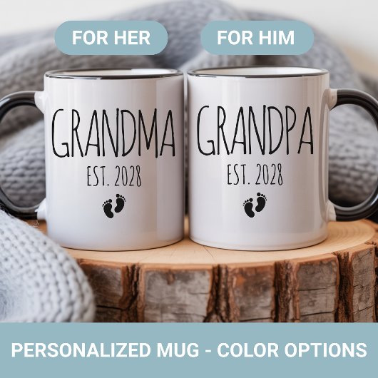Personalized Grandparents Mug Set Baby Shower Gift マグカップ