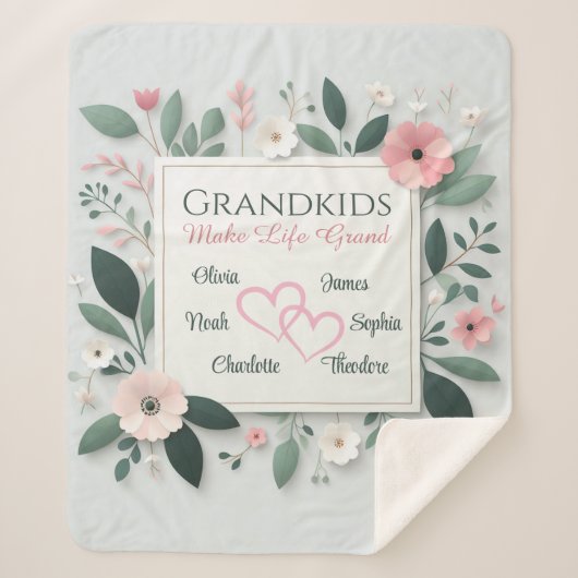 Personalized Grandparents Name blanket シェルパブランケット (正面)
