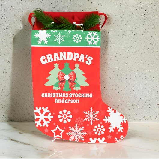 Personalized Grandpa's Christmas Gift ラージクリスマスストッキング