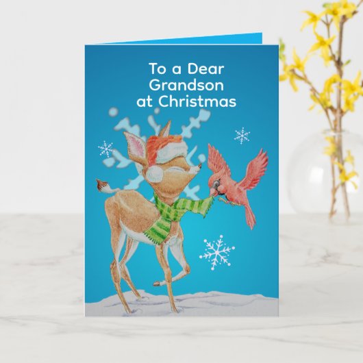 Personalized Grandsons Christmas Card カード (黄色い花)