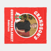 Personalized Grandson's Photo Christmas フリースブランケット (正面(横))