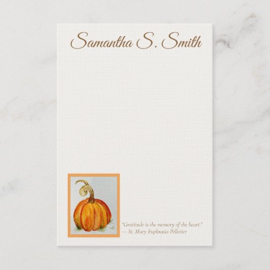 Personalized Gratitude Pumpkin Flat Note Card 招待状 (正面)