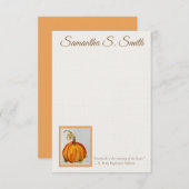Personalized Gratitude Pumpkin Flat Note Card 招待状 (正面/裏面)