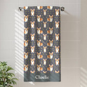 Personalized Gray Corgi Dog バスタオル