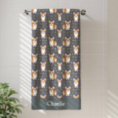 Personalized Gray Corgi Dog ビーチタオル