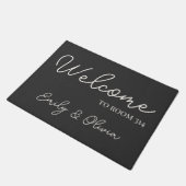 Personalized Gray Ivory Dorm Doormat with Names ドアマット (アングル)