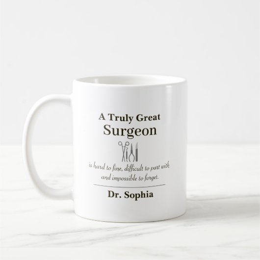 Personalized Great Surgeon Appreciation Gift コーヒーマグカップ (左)