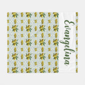 Personalized Greek Tiled Olives フリースブランケット (正面(横))