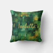 Personalized Green Abstract Name Pillow クッション (裏面)