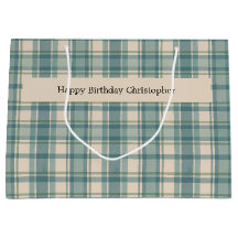 Personalized Green Blue Beige Plaid Men's Birthday