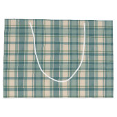 Personalized Green Blue Beige Plaid Men's Birthday ラージペーパーバッグ (裏面)
