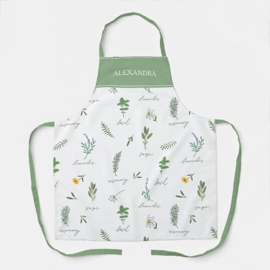 Personalized Green Botanical エプロン (正面)