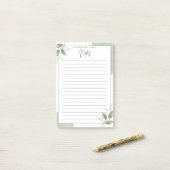 Personalized Green Botanical Lined Post-It® Notes ポストイット (デスク上)