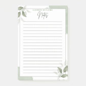 Personalized Green Botanical Lined Post-It® Notes ポストイット (正面)
