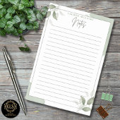 Personalized Green Botanical Lined Post-It® Notes ポストイット