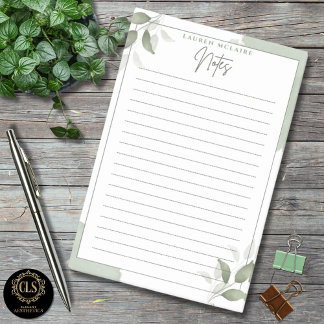 Personalized Green Botanical Lined Post-It® Notes ポストイット