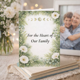 Personalized Green Botanical Mother’s Day Family カード