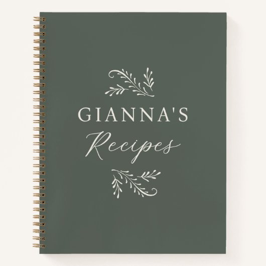 Personalized Green Botanical Recipe ノートブック (正面)