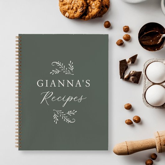 Personalized Green Botanical Recipe ノートブック