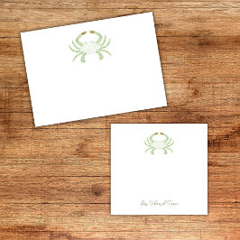 Personalized Green Chic Crab, Beach Sticky Notes ポストイット