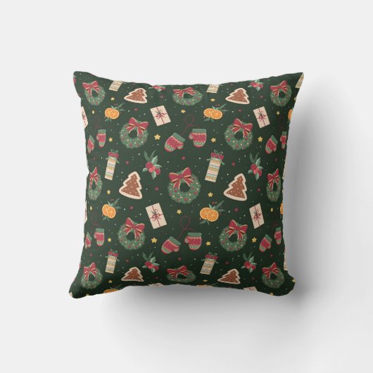 Personalized Green Christmas Throw Pillow  クッション (裏面)