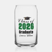 Personalized Green Class of 2026 Graduation ガラス缶 (正面)