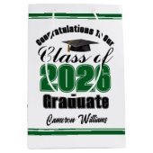 Personalized Green Class of 2026 Graduation ミディアムペーパーバッグ (正面)