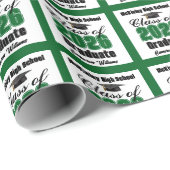 Personalized Green Class of 2026 Graduation ラッピングペーパー (ロールコーナー)