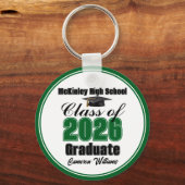 Personalized Green Class of 2026 Graduation Party キーホルダー (正面)