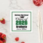 Personalized Green Class of 2026 Graduation Party スタンダードカクテルナプキン (インサイチュ)