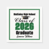 Personalized Green Class of 2026 Graduation Party スタンダードカクテルナプキン (正面)