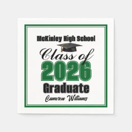 Personalized Green Class of 2026 Graduation Party スタンダードカクテルナプキン
