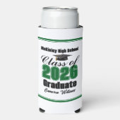 Personalized Green Class of 2026 Graduation Party スリム缶クーラー (Seltzer正面)