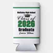 Personalized Green Class of 2026 Graduation Party スリム缶クーラー (裏面)