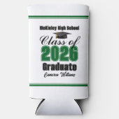 Personalized Green Class of 2026 Graduation Party スリム缶クーラー (正面)