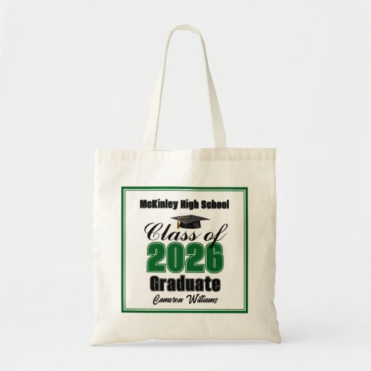 Personalized Green Class of 2026 Graduation Party トートバッグ (正面)