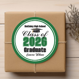 Personalized Green Class of 2026 Graduation Party ラウンドシール
