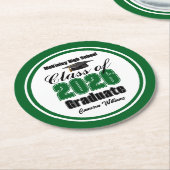 Personalized Green Class of 2026 Graduation Party ラウンドペーパーコースター (アングル)