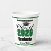 Personalized Green Class of 2026 Graduation Party 紙コップ (正面)