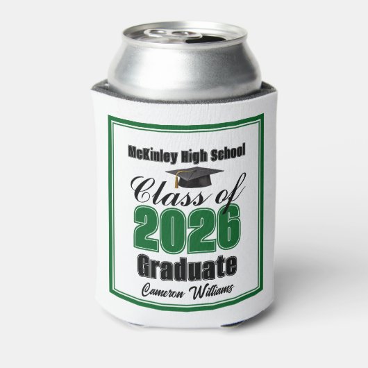 Personalized Green Class of 2026 Graduation Party 缶クーラー (缶裏面)