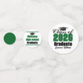 Personalized Green Class of 2026 Graduation Photo コンフェッティ (裏面)