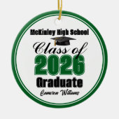 Personalized Green Class of 2026 Graduation Photo セラミックオーナメント (正面)