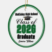 Personalized Green Class of 2026 Graduation Photo セラミックオーナメント (左)