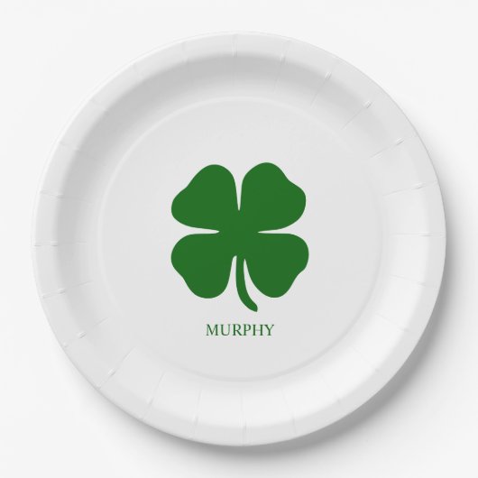 Personalized Green Clover ペーパープレート (正面)